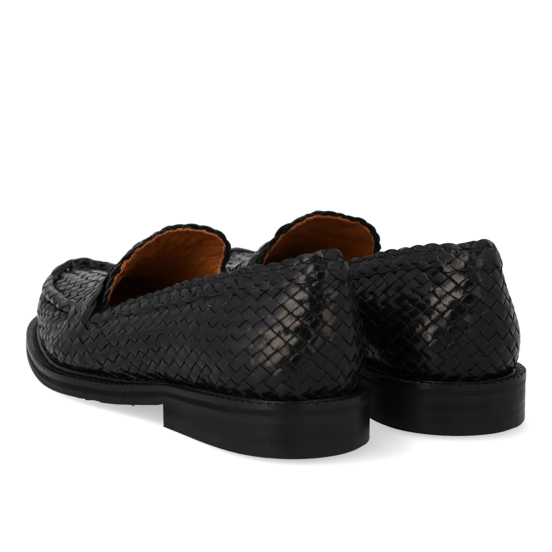Angulus Penny loafer håndflettet læder