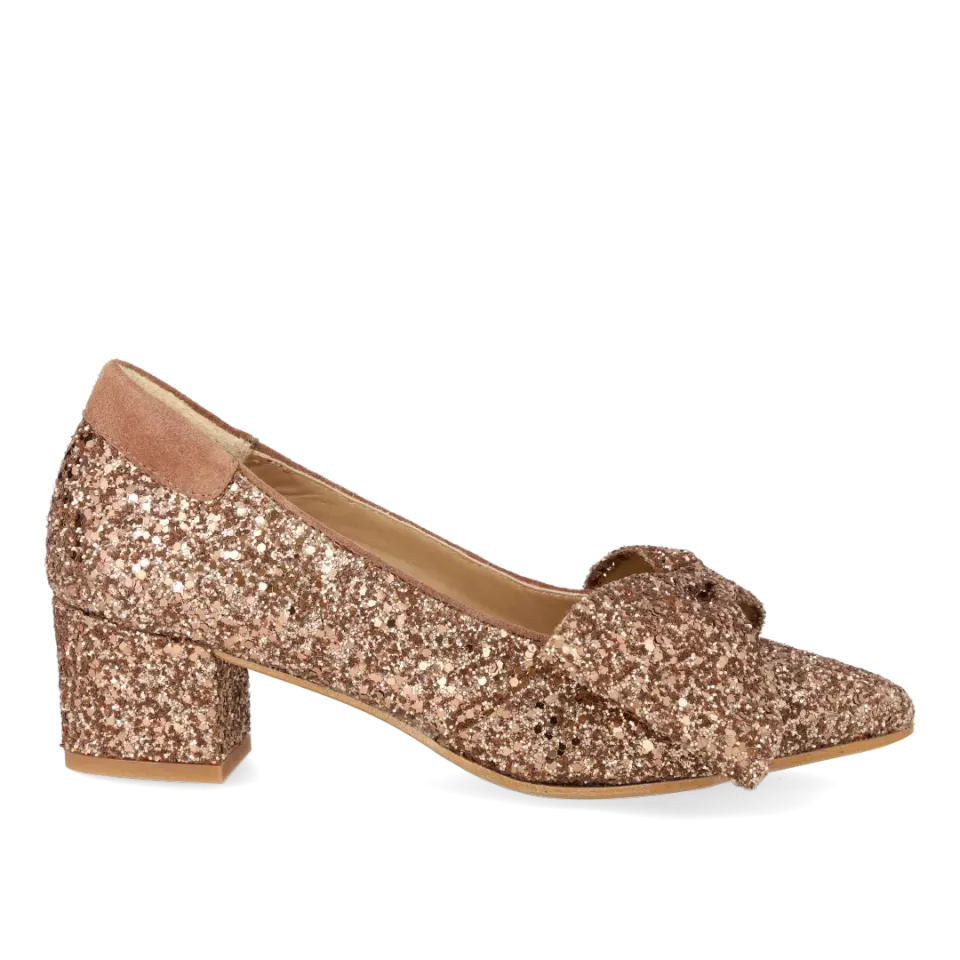 Angulus Sløjfe pump glitter blokhæl dame spids