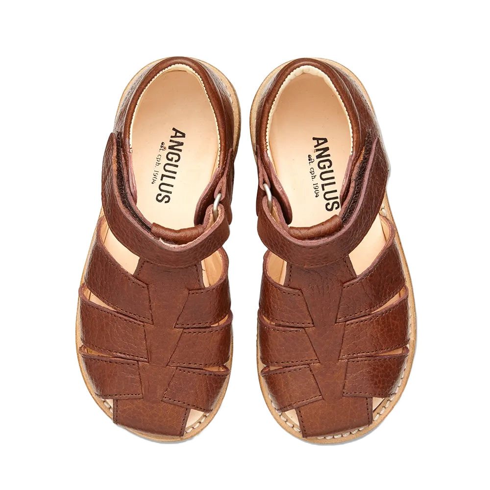 Angulus klassisk børnesandal med velcro i ruskind