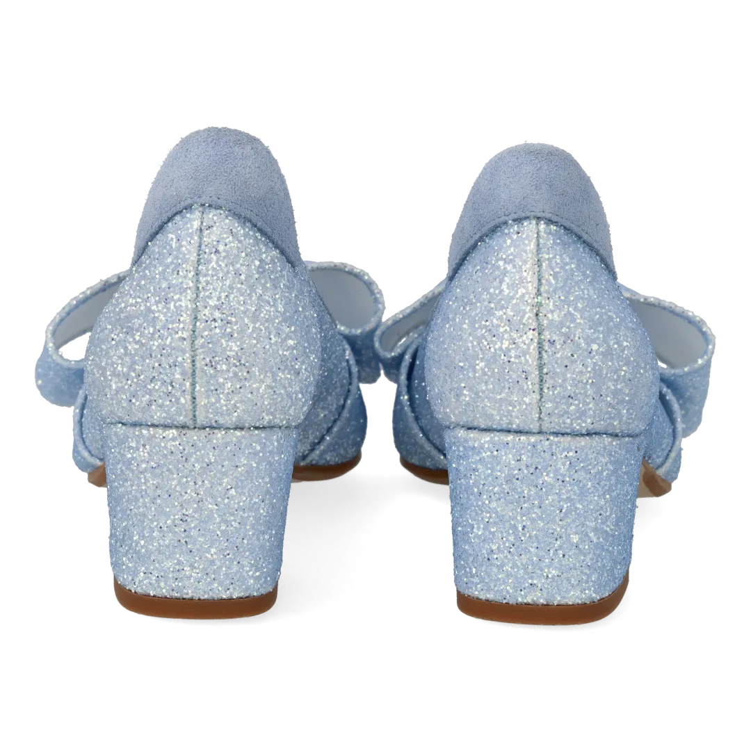 Angulus Sløjfe pump glitter 5 cm blokhæl