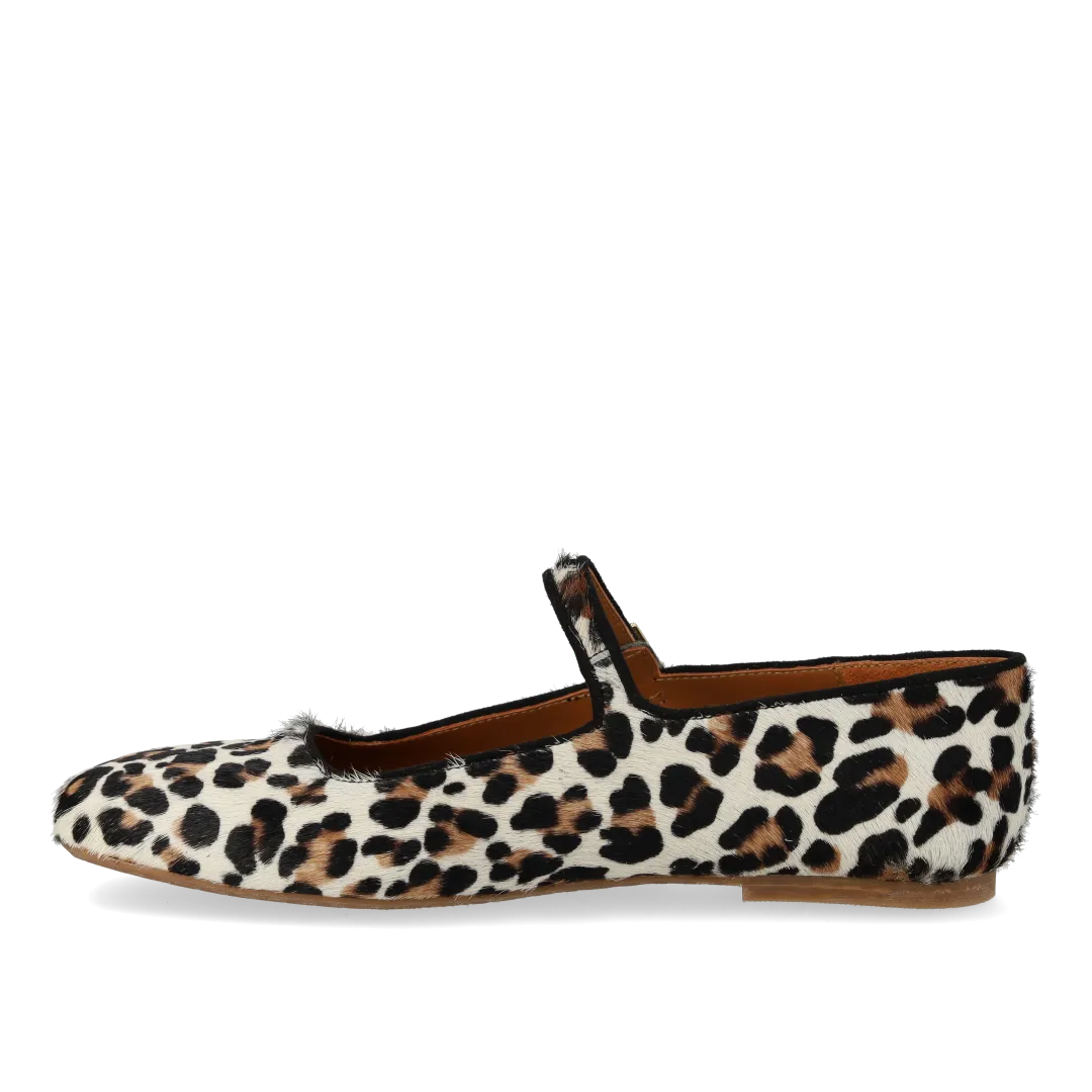 Angulus Mary Jane ballerina pony leopard ballerinasko