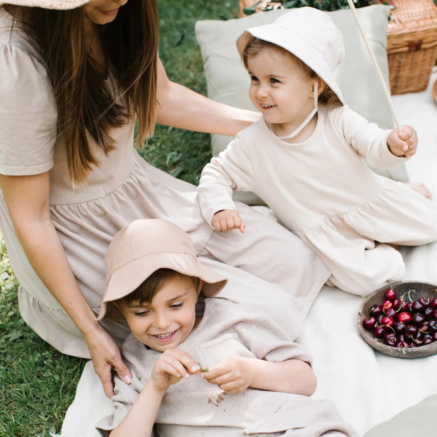 BabyMocs Linen Hat solhat Beige 44/46 hør