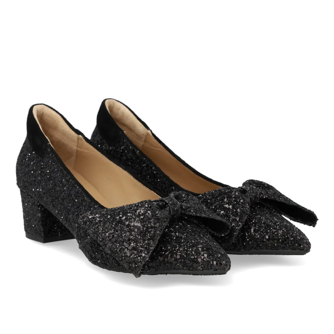 Angulus Sløjfe pump glitter ballerina 37-44 blokhæl