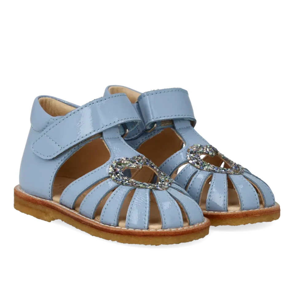 Angulus Hjertesandal med glitter og velcrolukning børnesandal