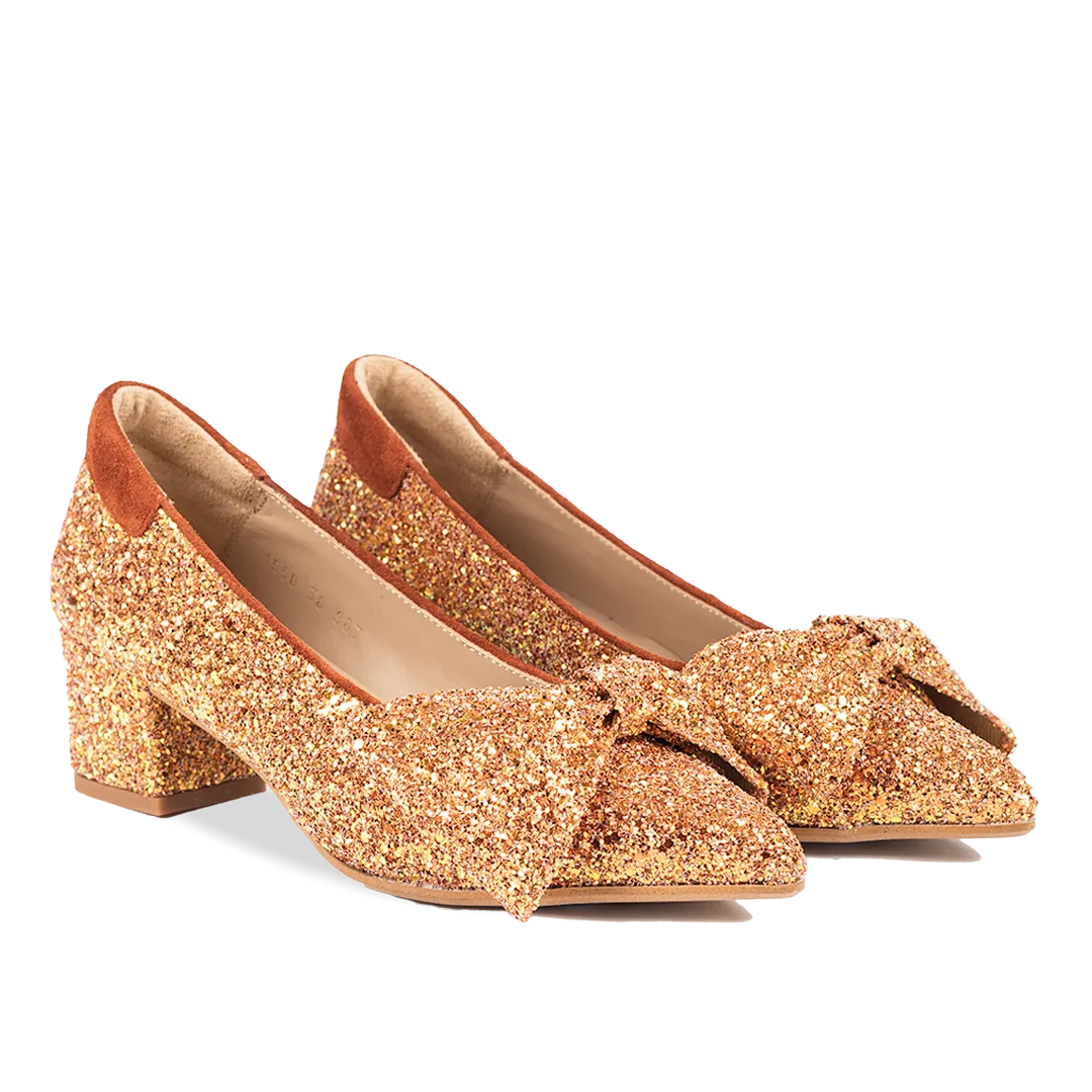 Angulus Sløjfe pump i funklende glitter pumps dame 5 cm hæl