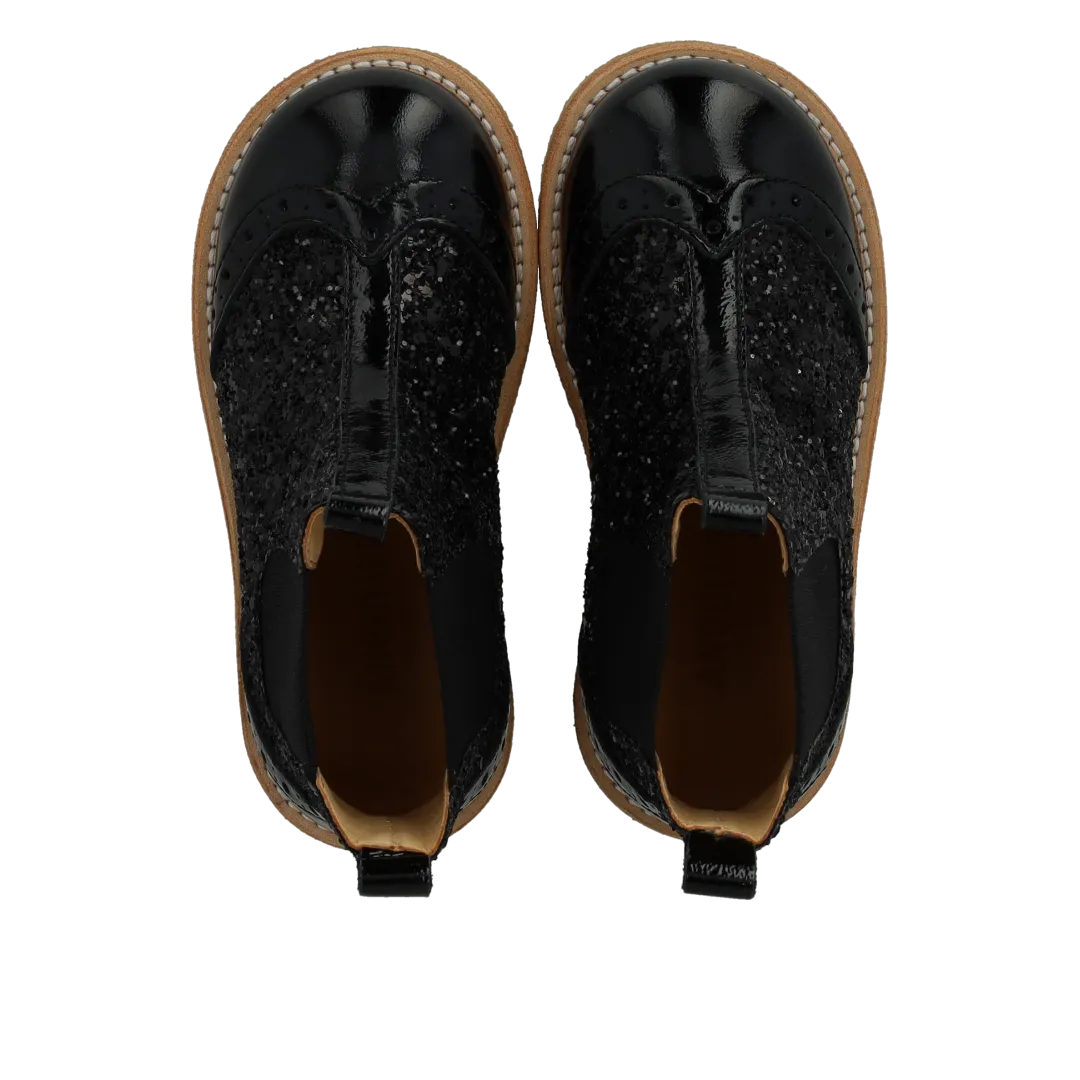 Angulus Chelsea støvle brogue børn glitter elastik