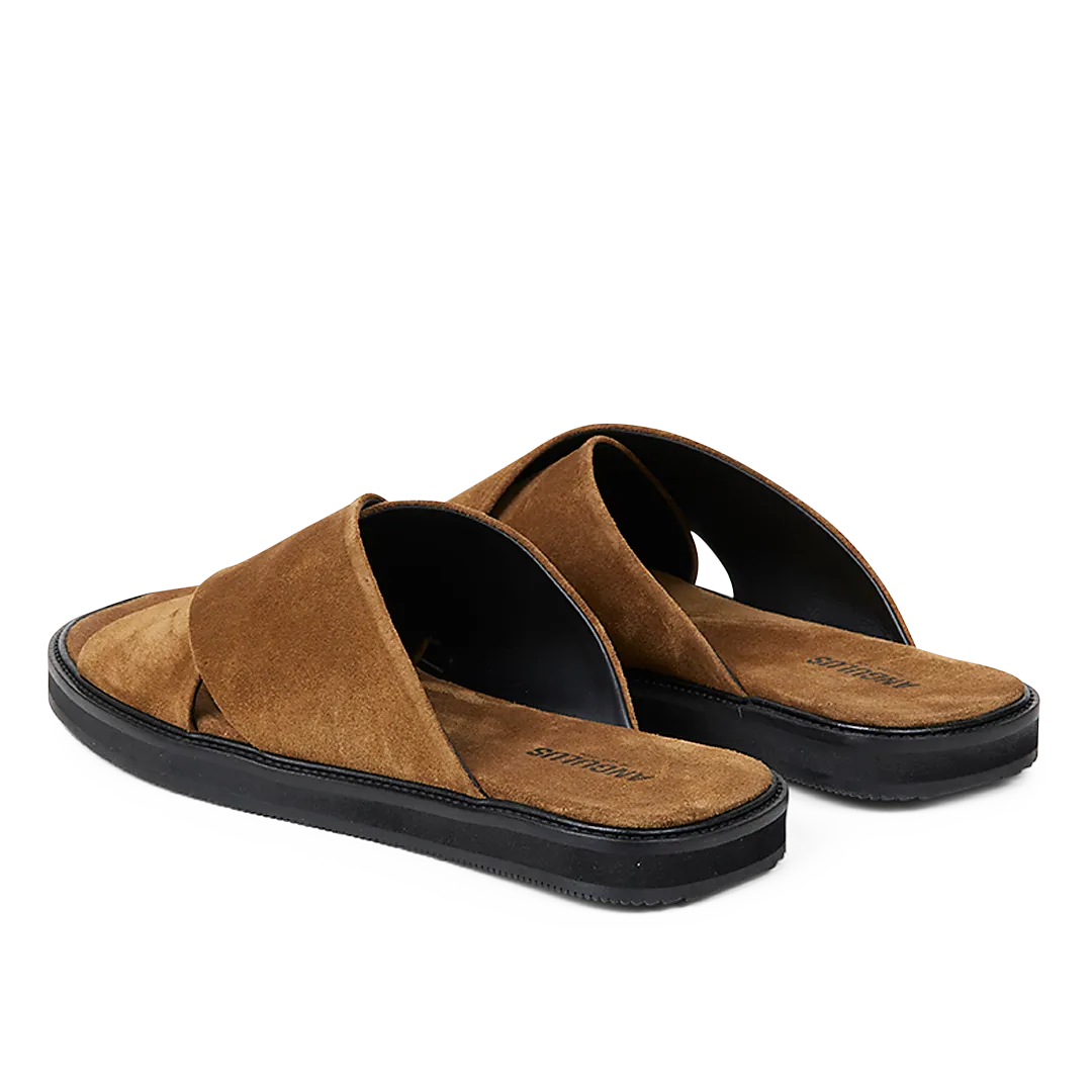 Angulus Slip-on kryds lædersandal til herre i læder