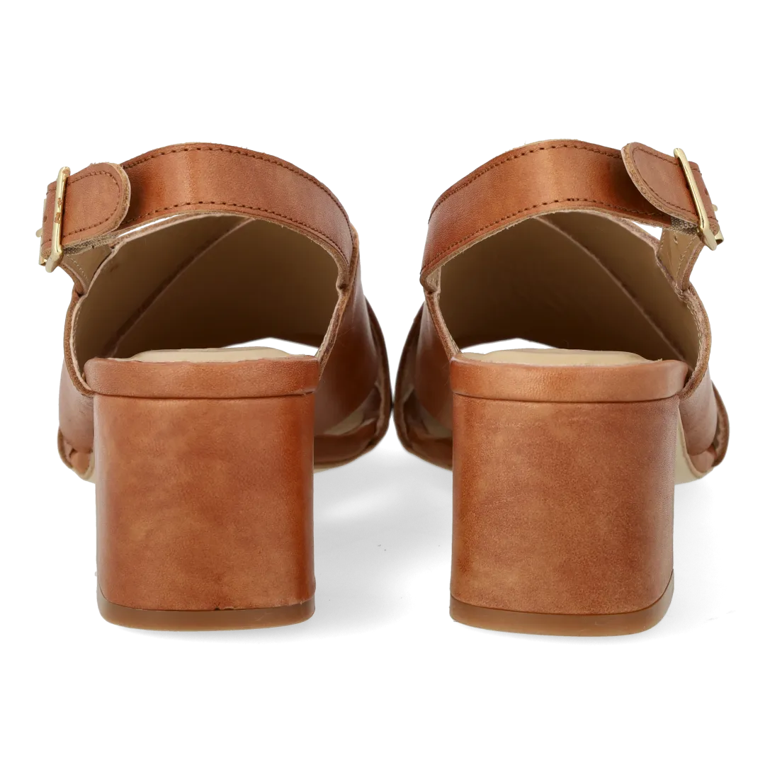 Angulus Sandal krydssandal læder 6 cm blokhæl