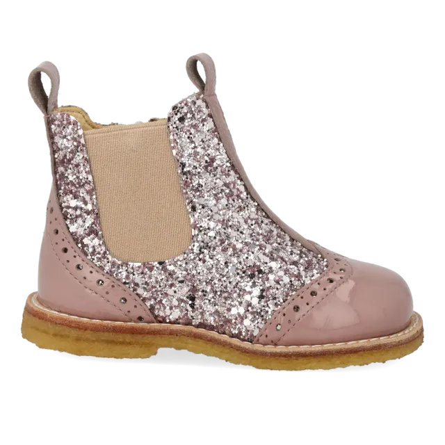 Angulus Chelsea støvle glitter brogue børn lynlås