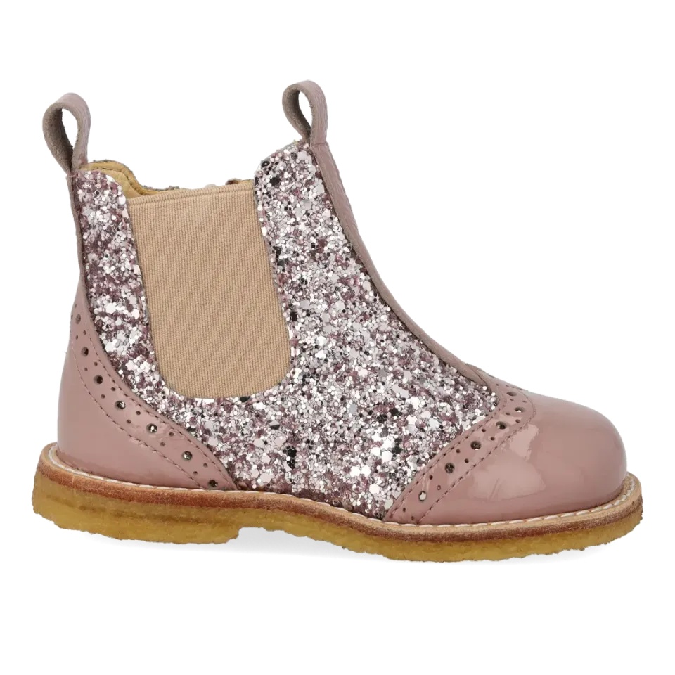Angulus Chelsea støvle glitter brogue børn lynlås