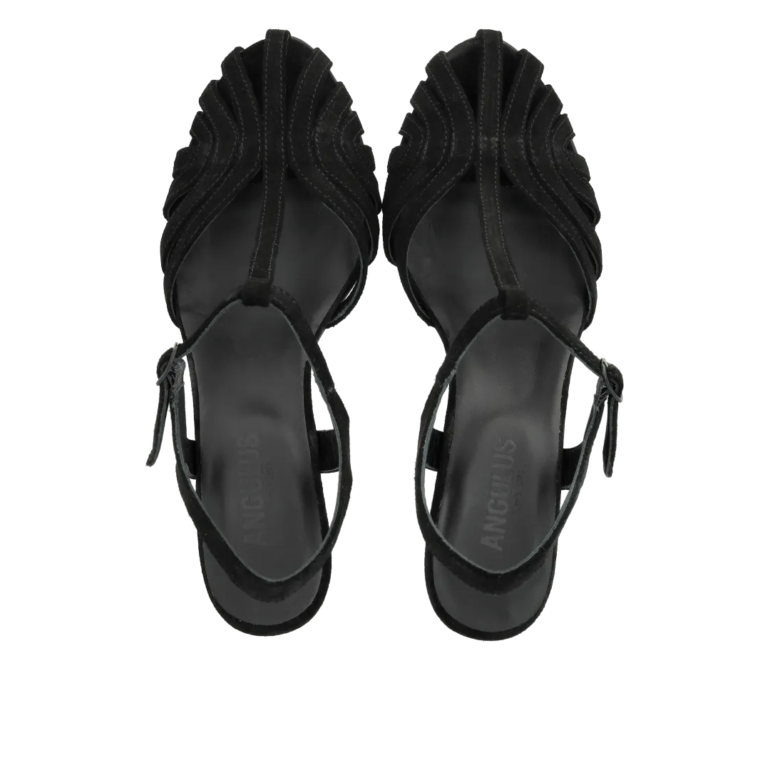 Angulus højhælet sandal organisk frontdetalje 6 cm