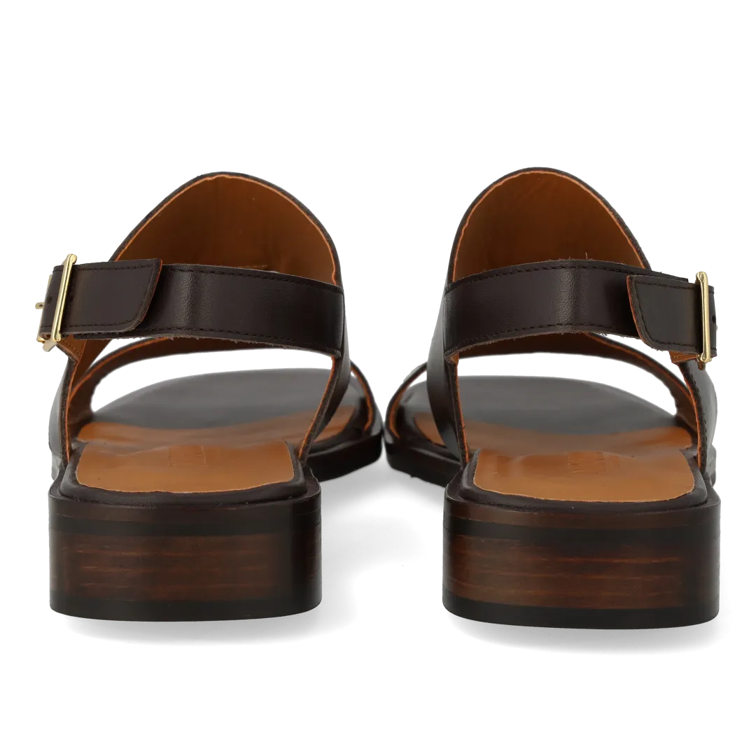 Angulus sandal med stikningsdetalje lædersandal sling-back