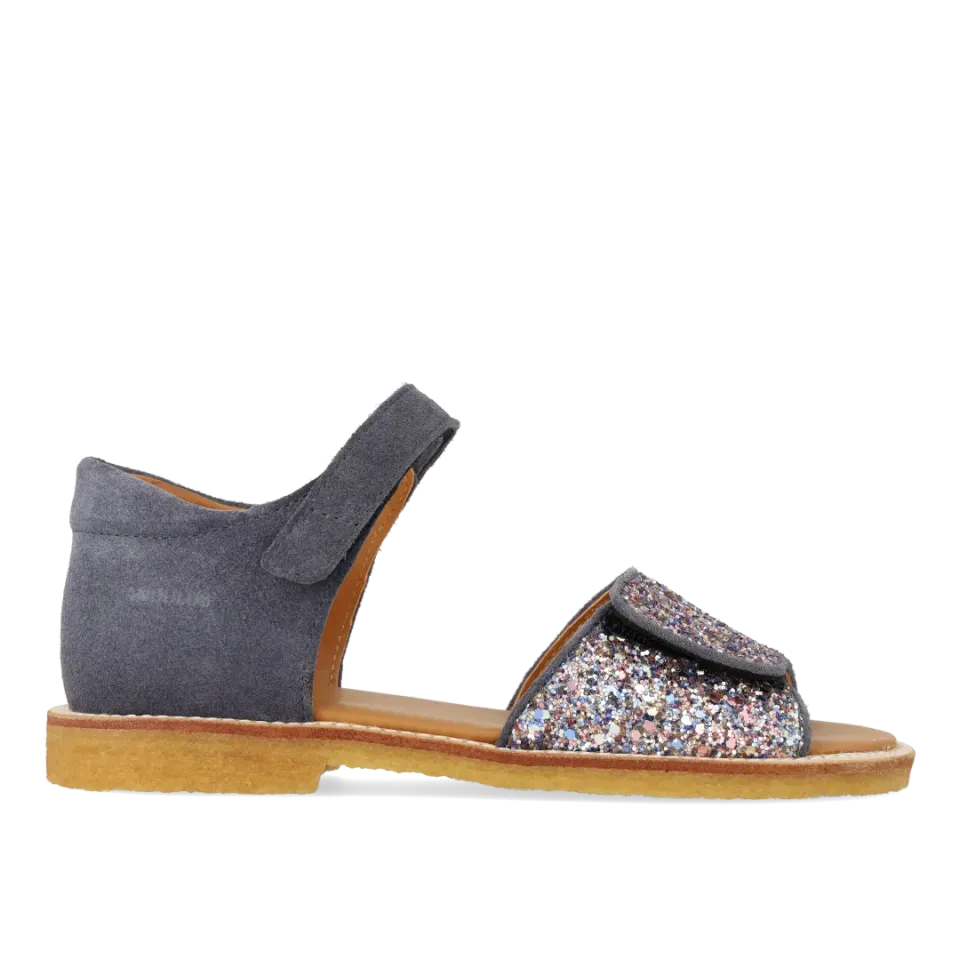 Angulus justerbar sandal i læder med funklende glitter børn