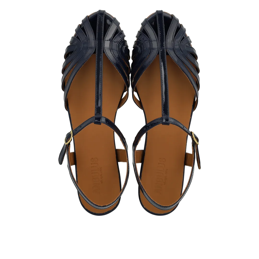 Angulus flad sandal lædersandal T-strap spænde kromfri