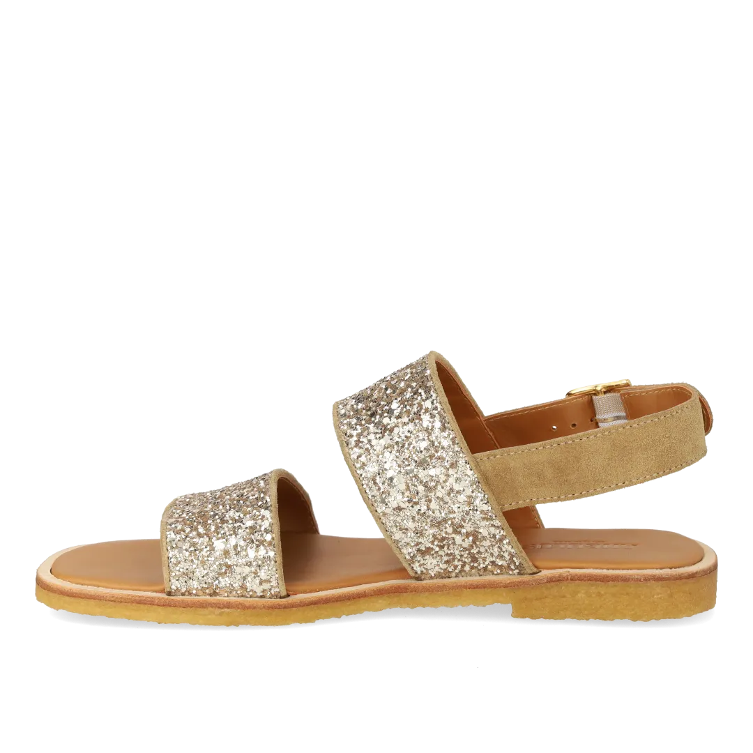 Angulus Glitter sandal i læder med ankelrem