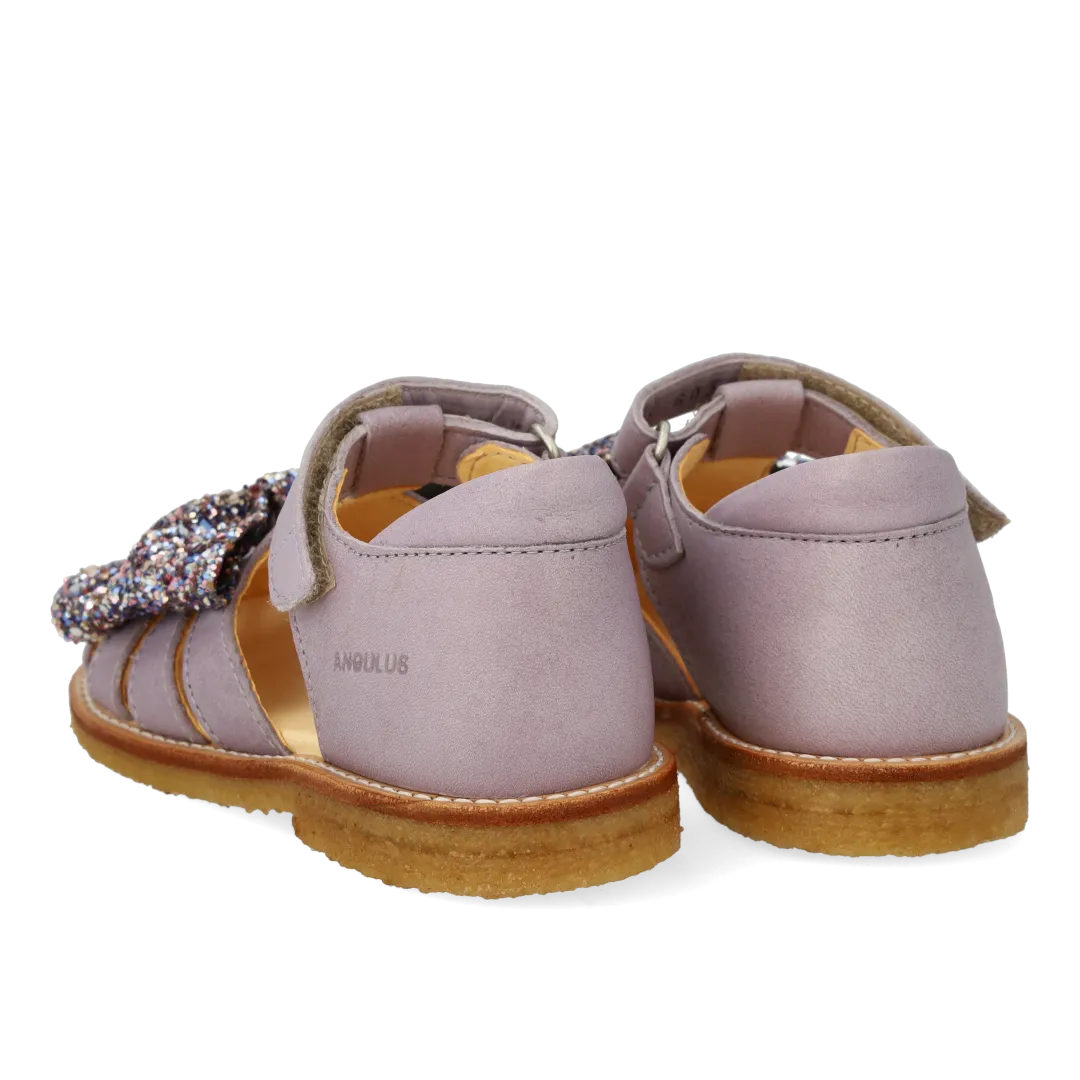 Angulus Begynder sandal med glittersløjfe og velcro