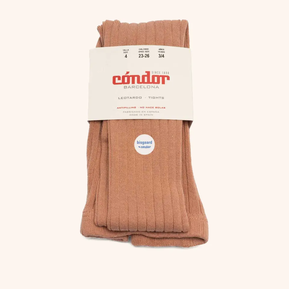 Bisgaard x Cóndor strømpebukser nougat bomuld rib