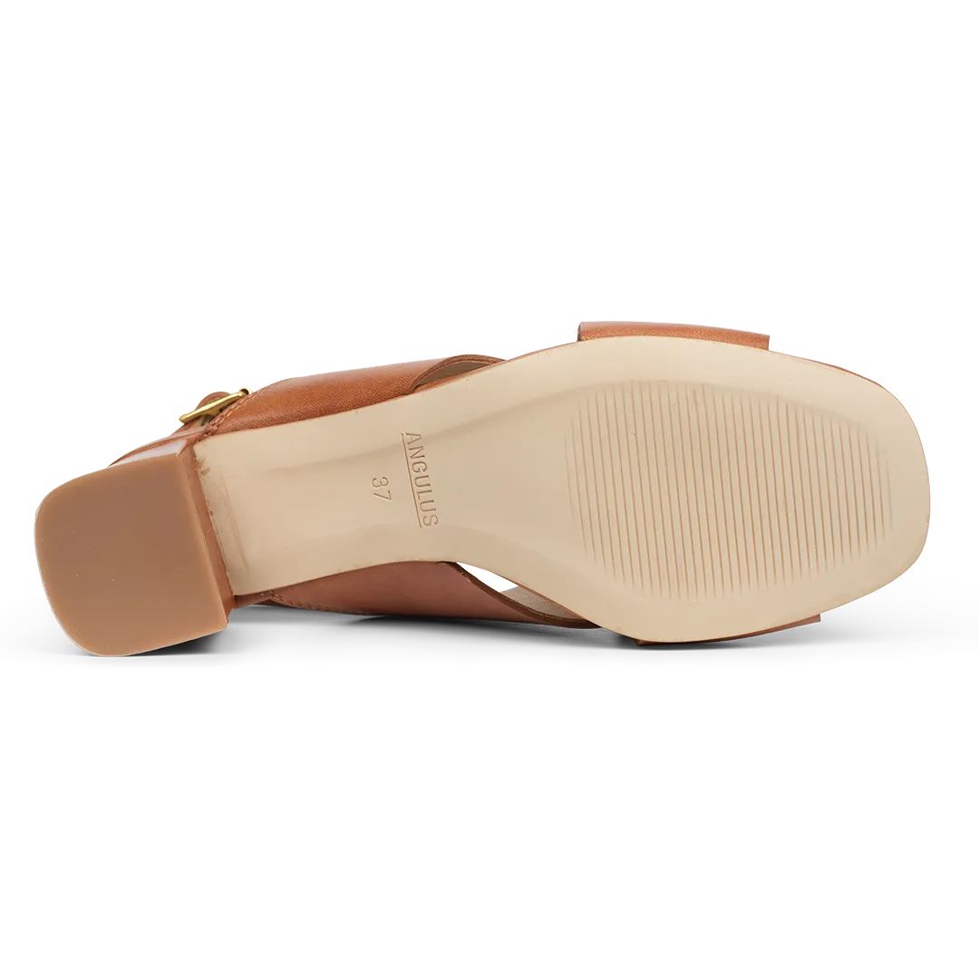 Angulus sandal med blokhæl damesandal læder 6 cm hæl