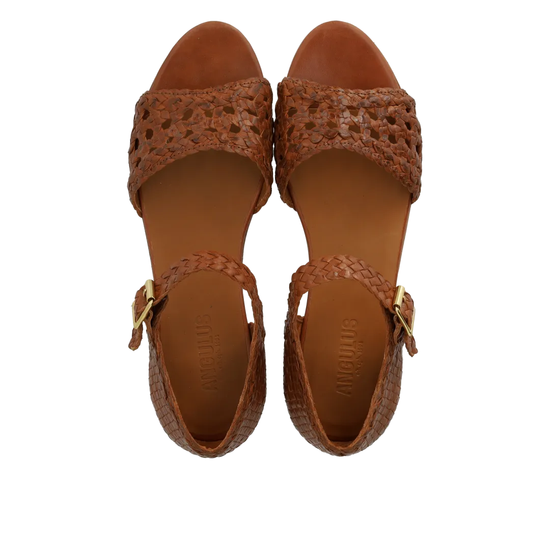 Angulus håndflettet sandal damesandal i læder