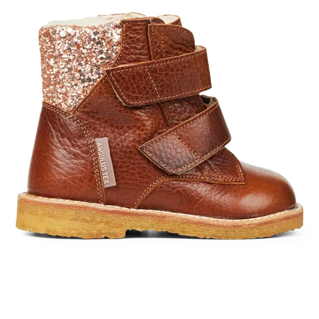 Angulus TEX vinterstøvle glitter velcro uldfoer børn