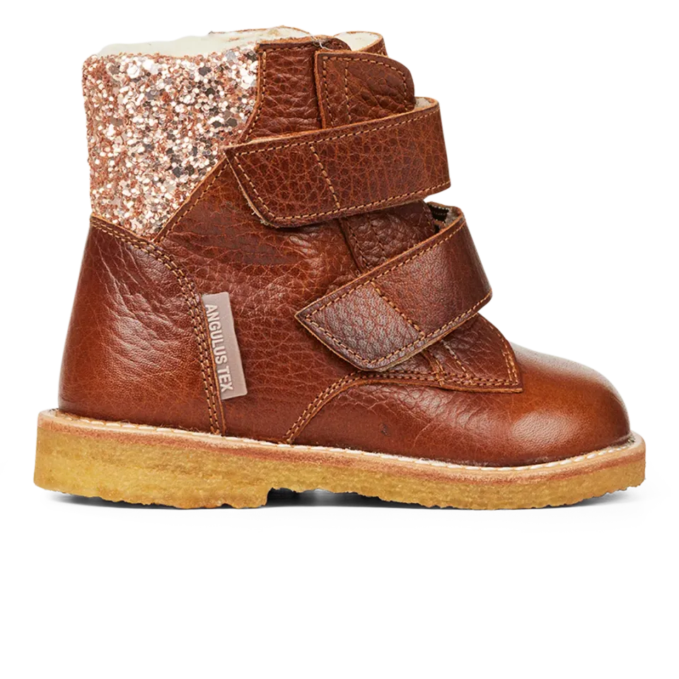 Angulus TEX vinterstøvle glitter velcro uldfoer børn
