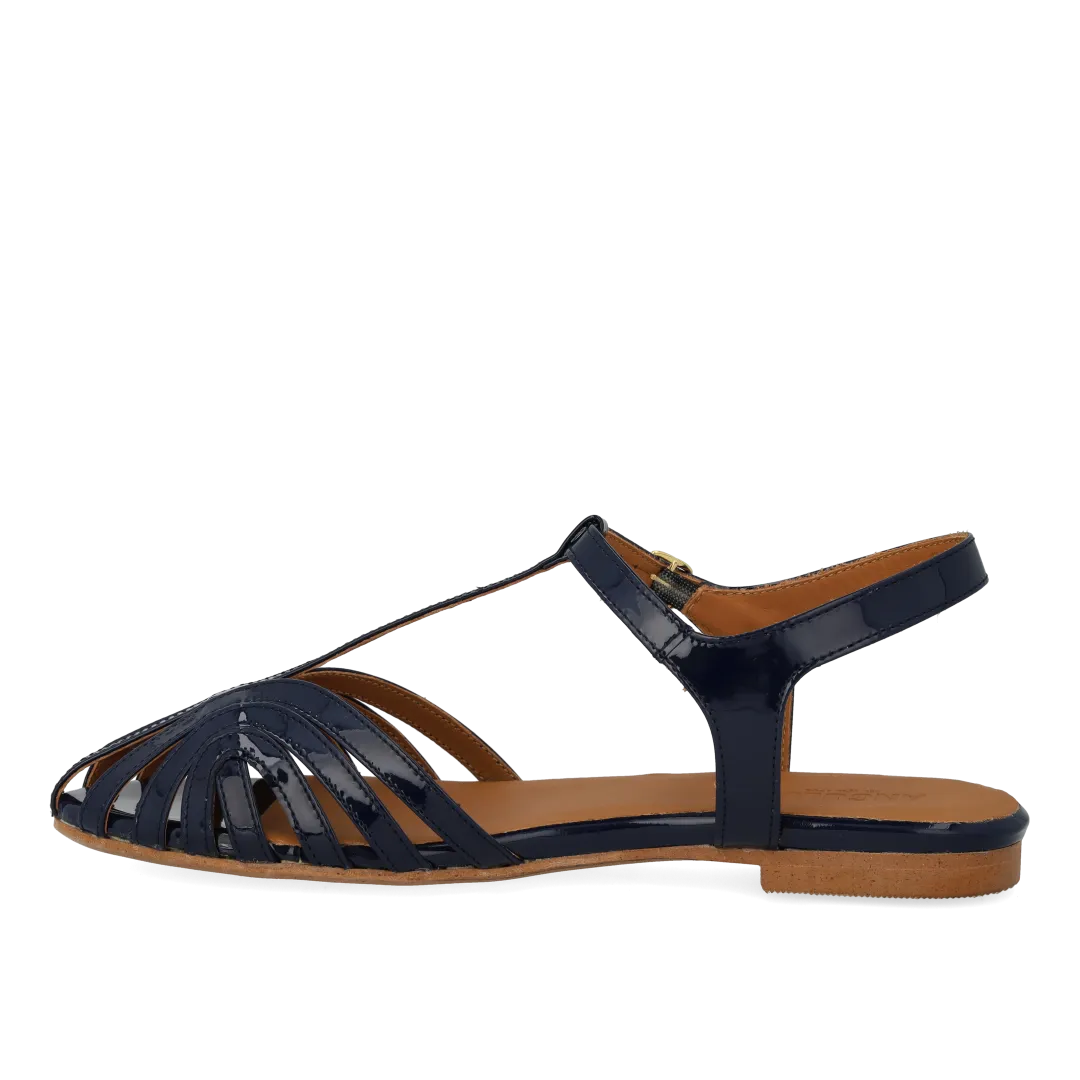 Angulus flad sandal lædersandal T-strap spænde kromfri