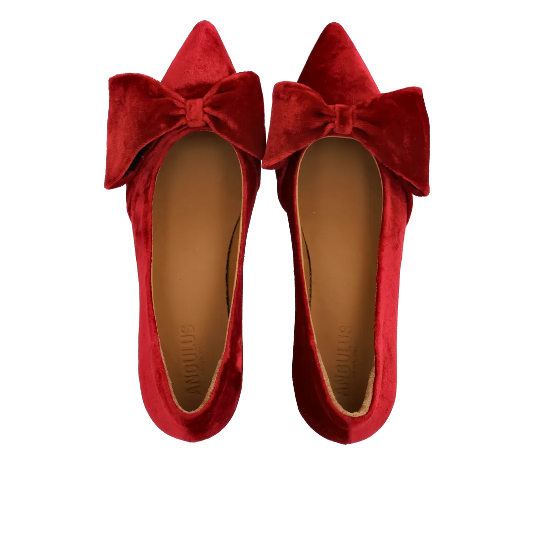 Angulus Sløjfe pump blød velour pumps blokhæl 5 cm