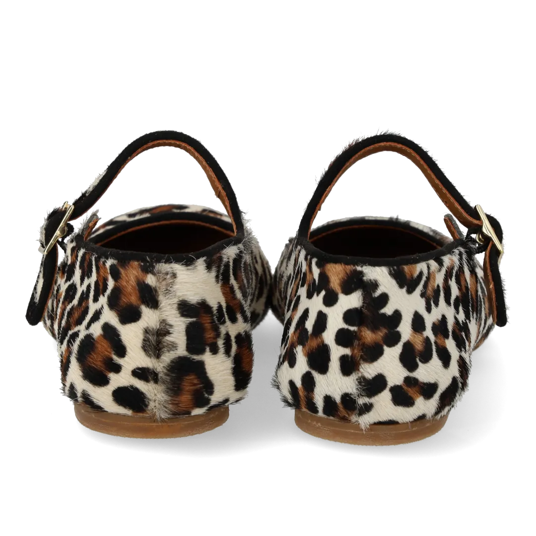 Angulus Mary Jane ballerina pony leopard ballerinasko