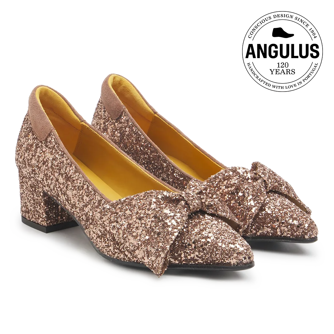Angulus Sløjfepump i funklende glitter pumps glitter 5 cm hæl
