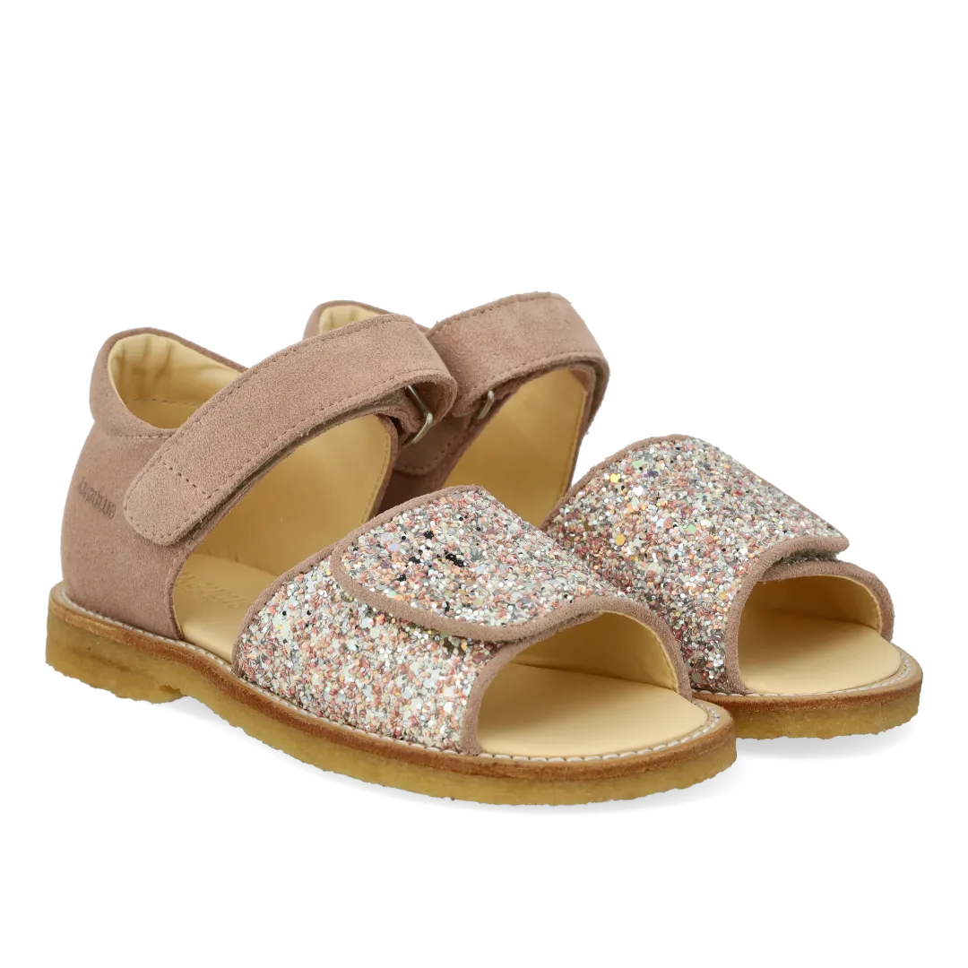 Angulus sandal glitterdetalje åben tå ruskind