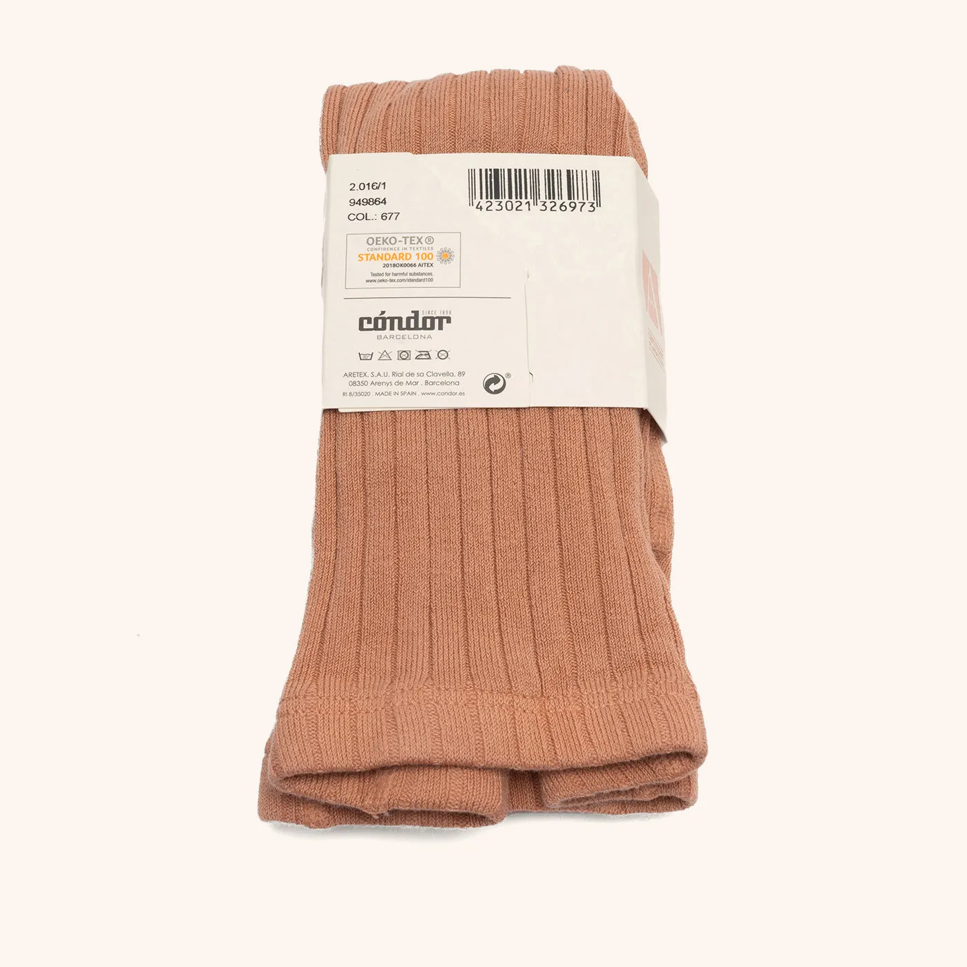Bisgaard x Cóndor strømpebukser nougat bomuld rib