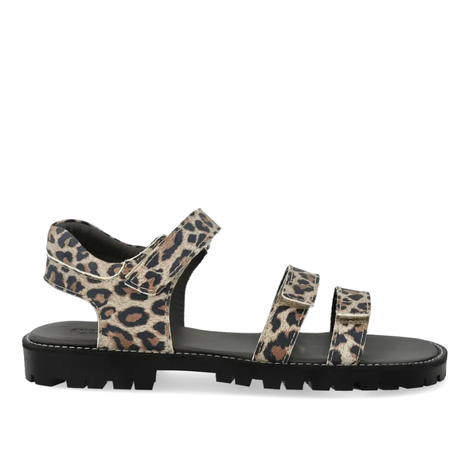 Angulus Sandal med tredobbelt velcro børnesandal læder sort sål