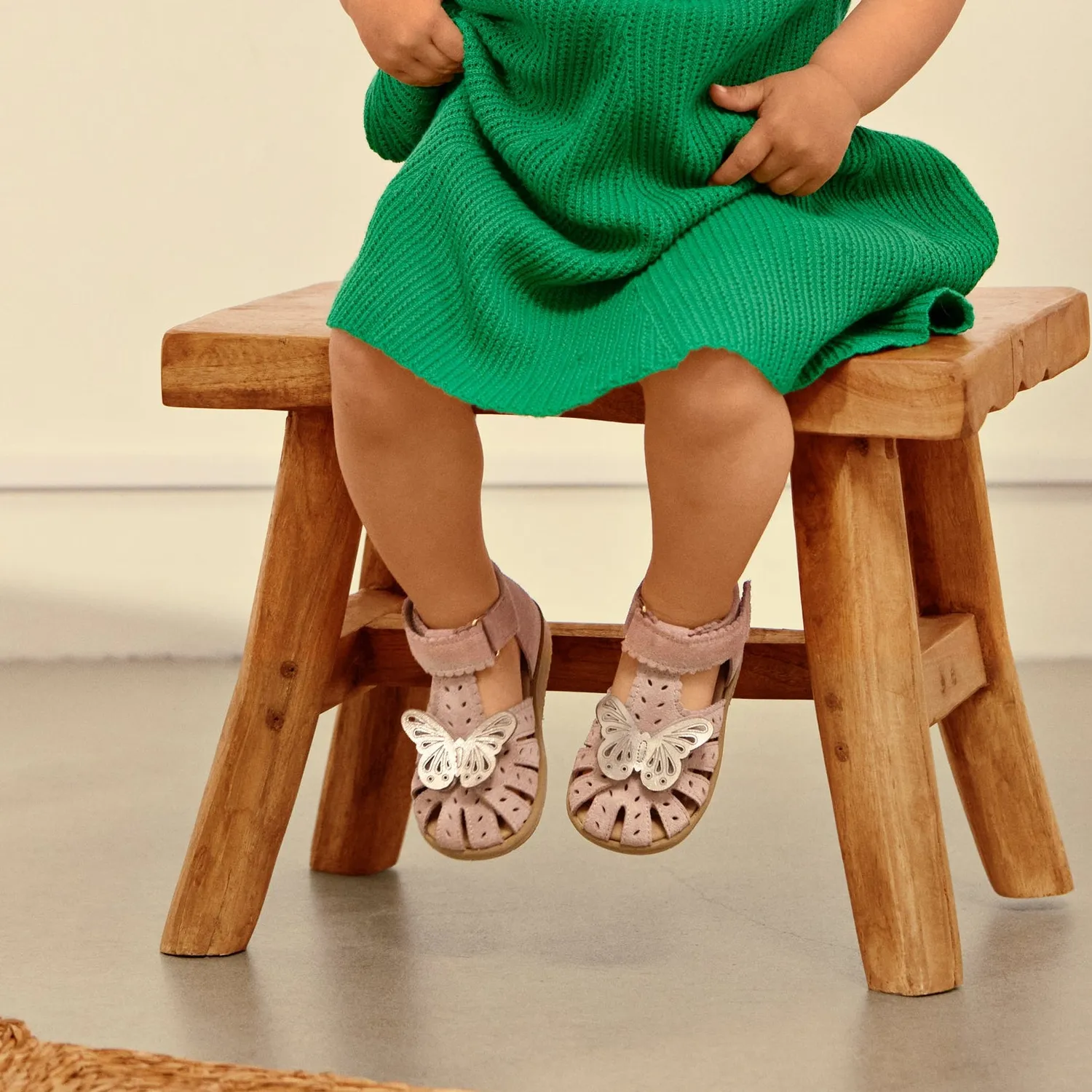 Angulus sandal ruskind sommerfugl dobbelt velcro