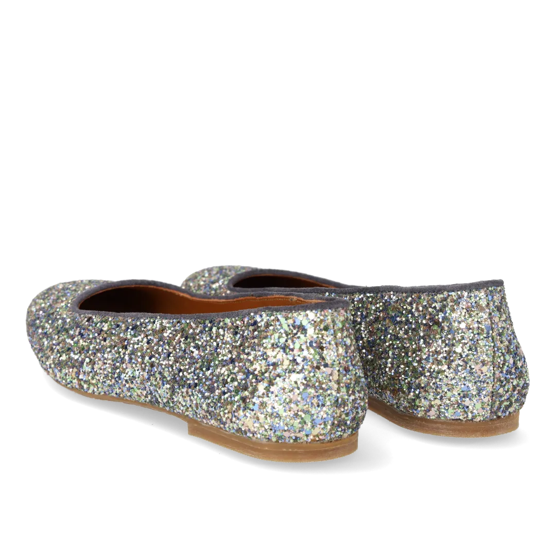 Angulus glitter ballerina til damer med ruskindskant
