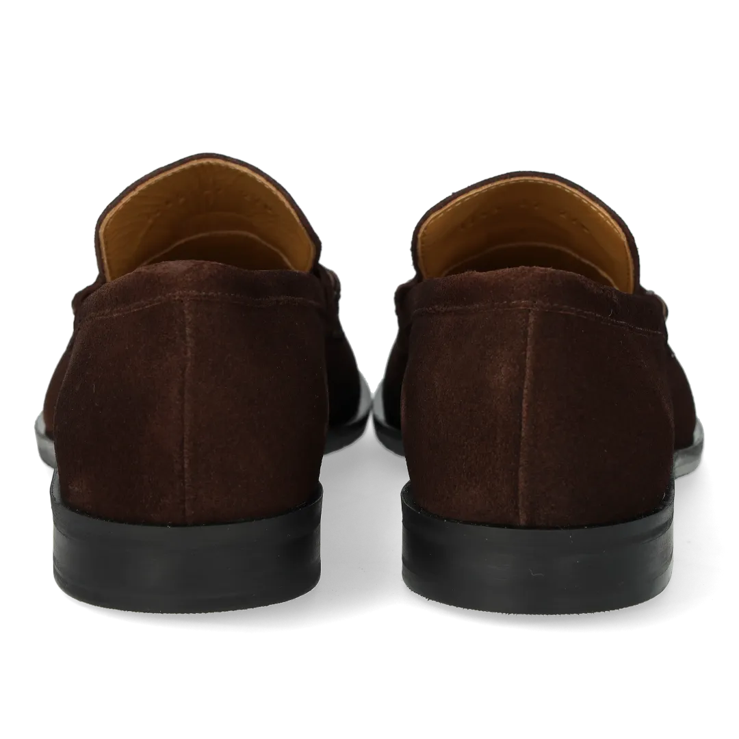 Angulus loafer brun ruskind damesko med flet