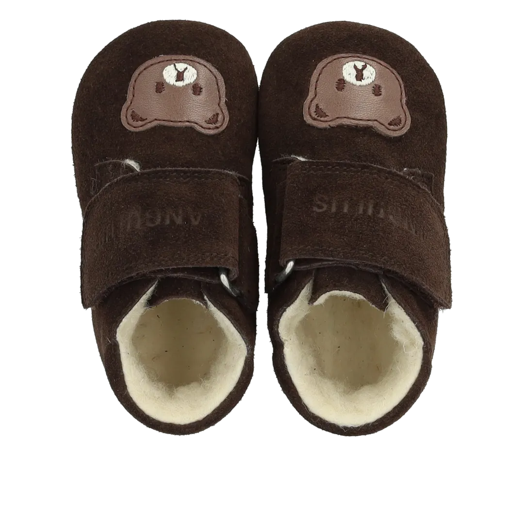 Angulus Prewalker med bamse hjemmesko merino uld