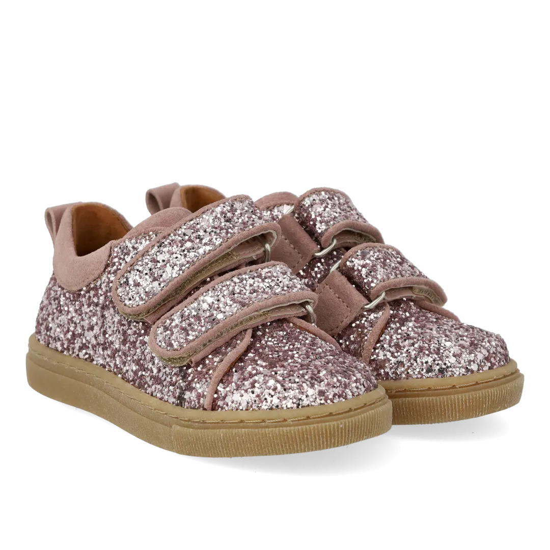 Angulus Glitter-sneaker ruskind børn velcro