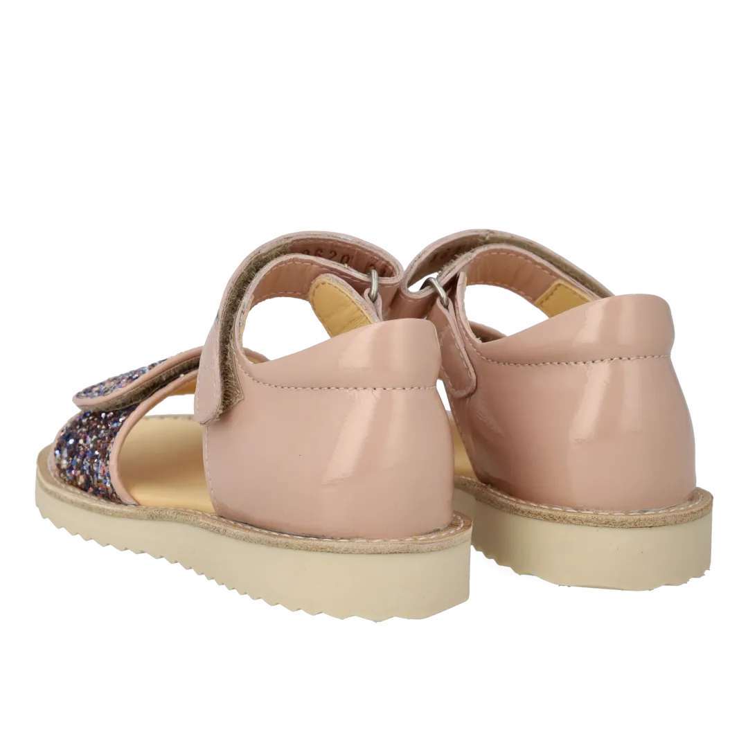 Angulus glitter børnesandal med velcrolukning