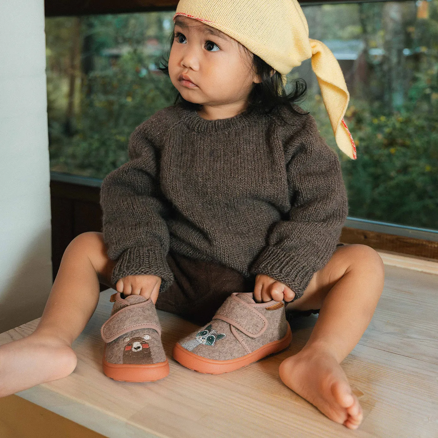 Bisgaard Barefoot Basic hjemmesko Brown broderi