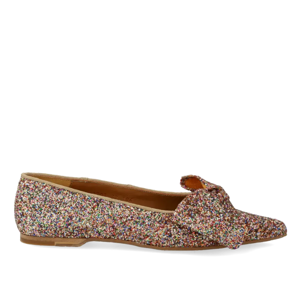 Angulus Sløjfeballerina funklende glitter damesko