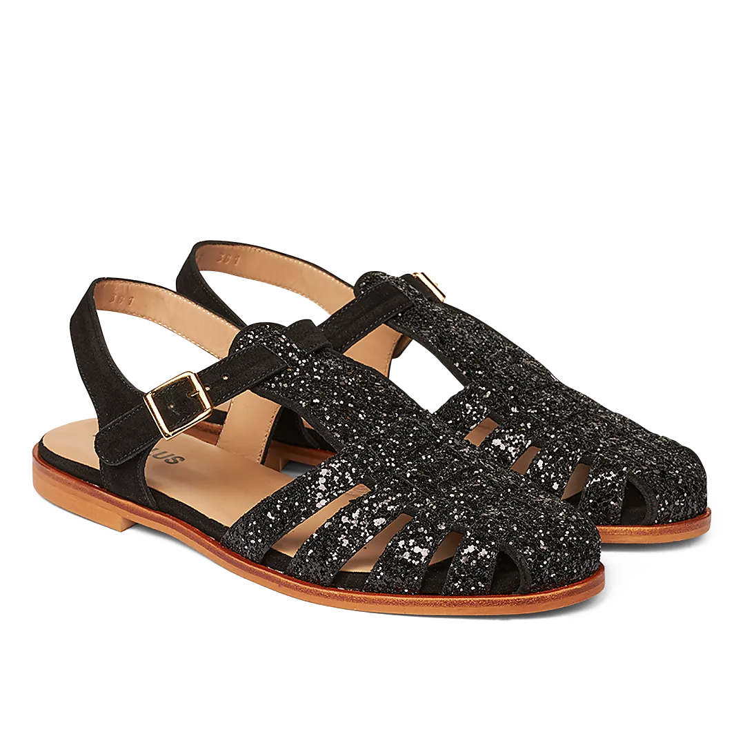 Angulus Fisherman sandal glitter lædersandal guldspænde