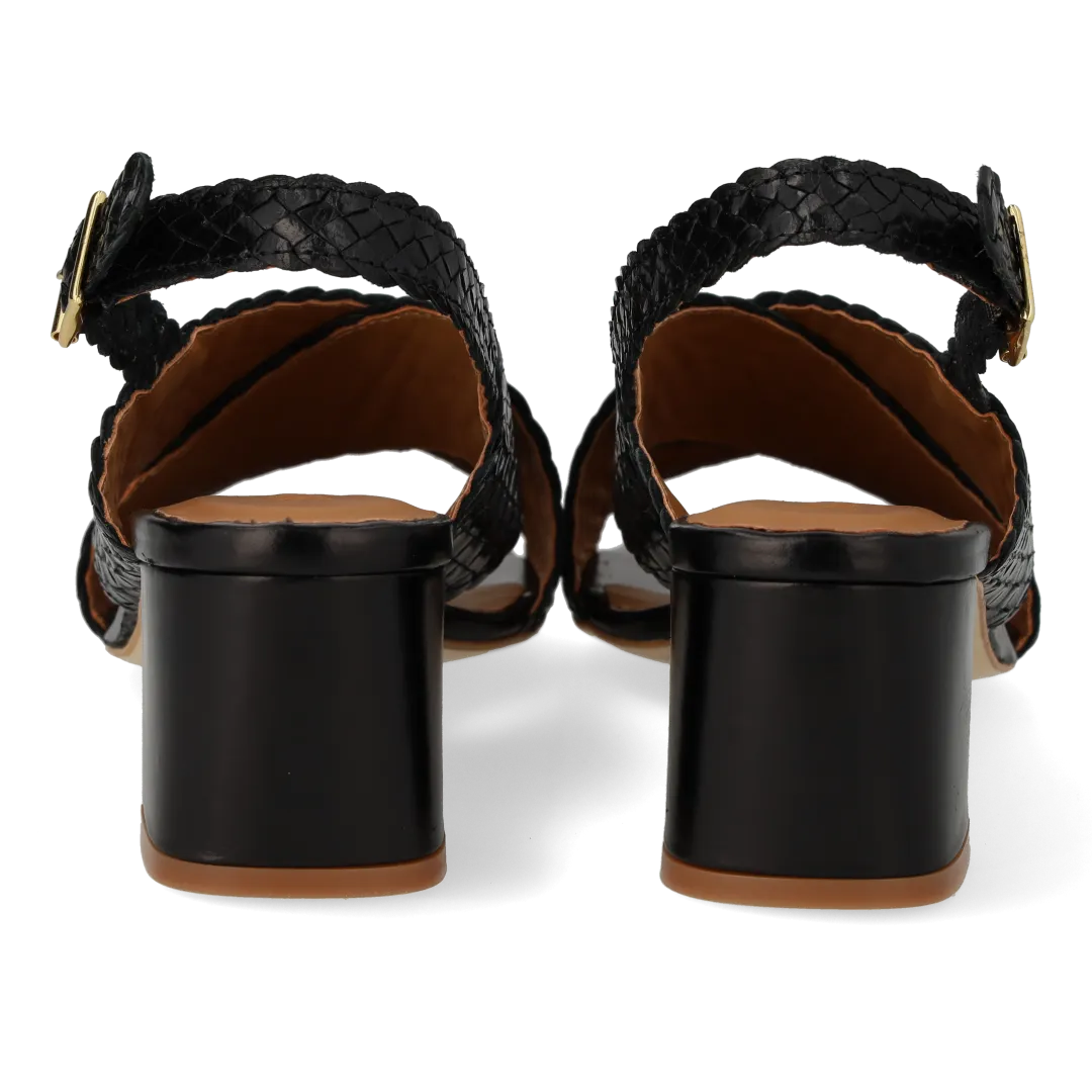 Angulus Høj krydssandal sandal håndflettet læder 6 cm hæl