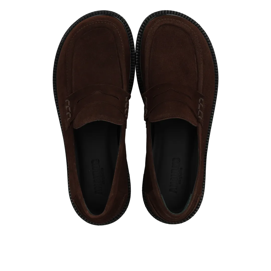 Angulus Loafer ruskindssko brun bred pasform
