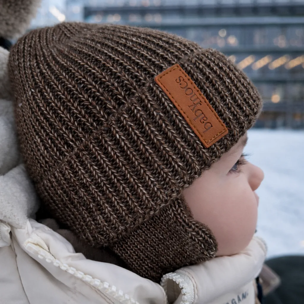 BabyMocs Earflap Beanie babyhue greige 0-3 mdr