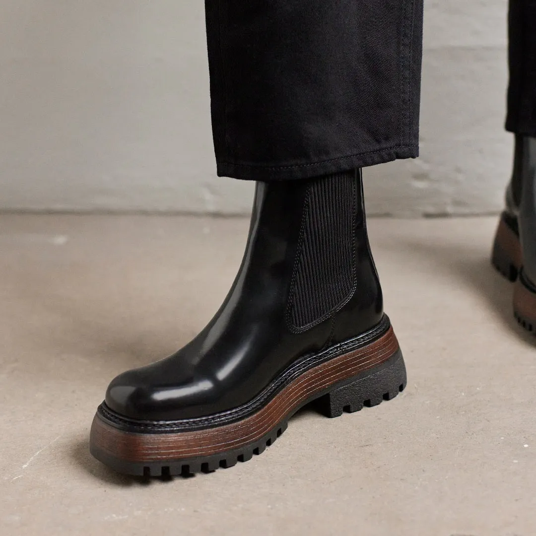 Angulus Platform Chelsea støvle dame chunky sort