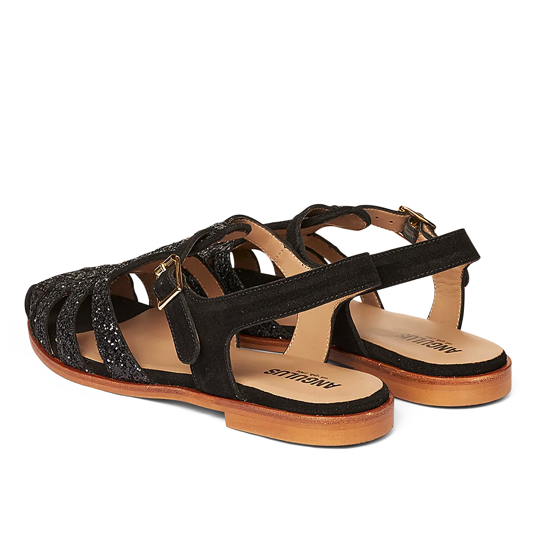 Angulus Fisherman sandal glitter lædersandal guldspænde