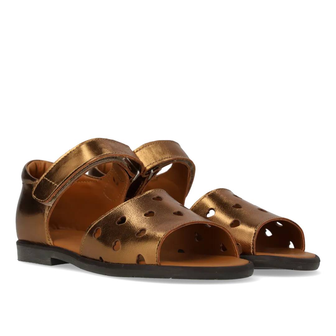 Angulus Lædersandal hjerte børnesandal læder velcro