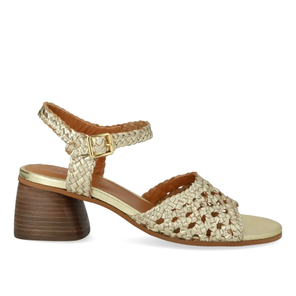 Angulus Håndflettet sandal damesandal 5 cm hæl