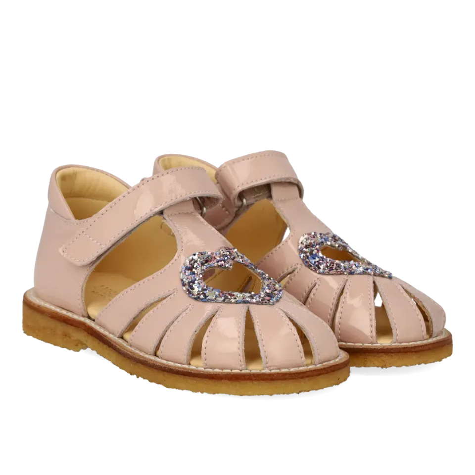 Angulus hjertesandal med funklende glitter hjerte børn
