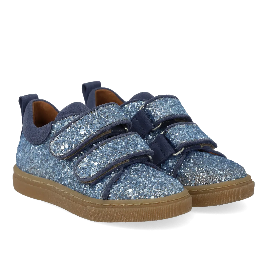 Angulus Glitter-sneaker med ruskindskanter sneakers velcro